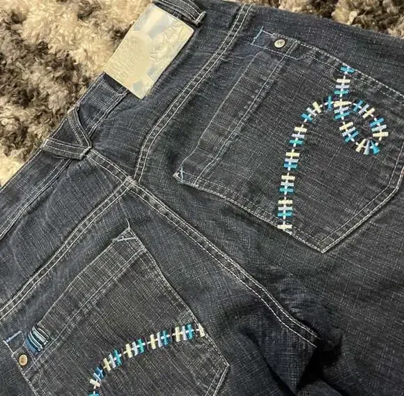 Vintage Y2K 5ive Jungle & Co. Baggy Embroidered Jeans Size 30 - Picture 3 of 7